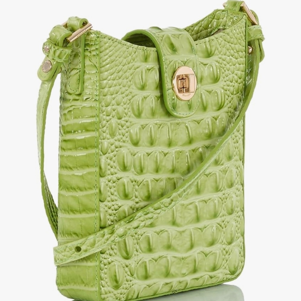 Women’s Lime Green Croc-Embossed Crossbody Bag - Picture 2 of 6
